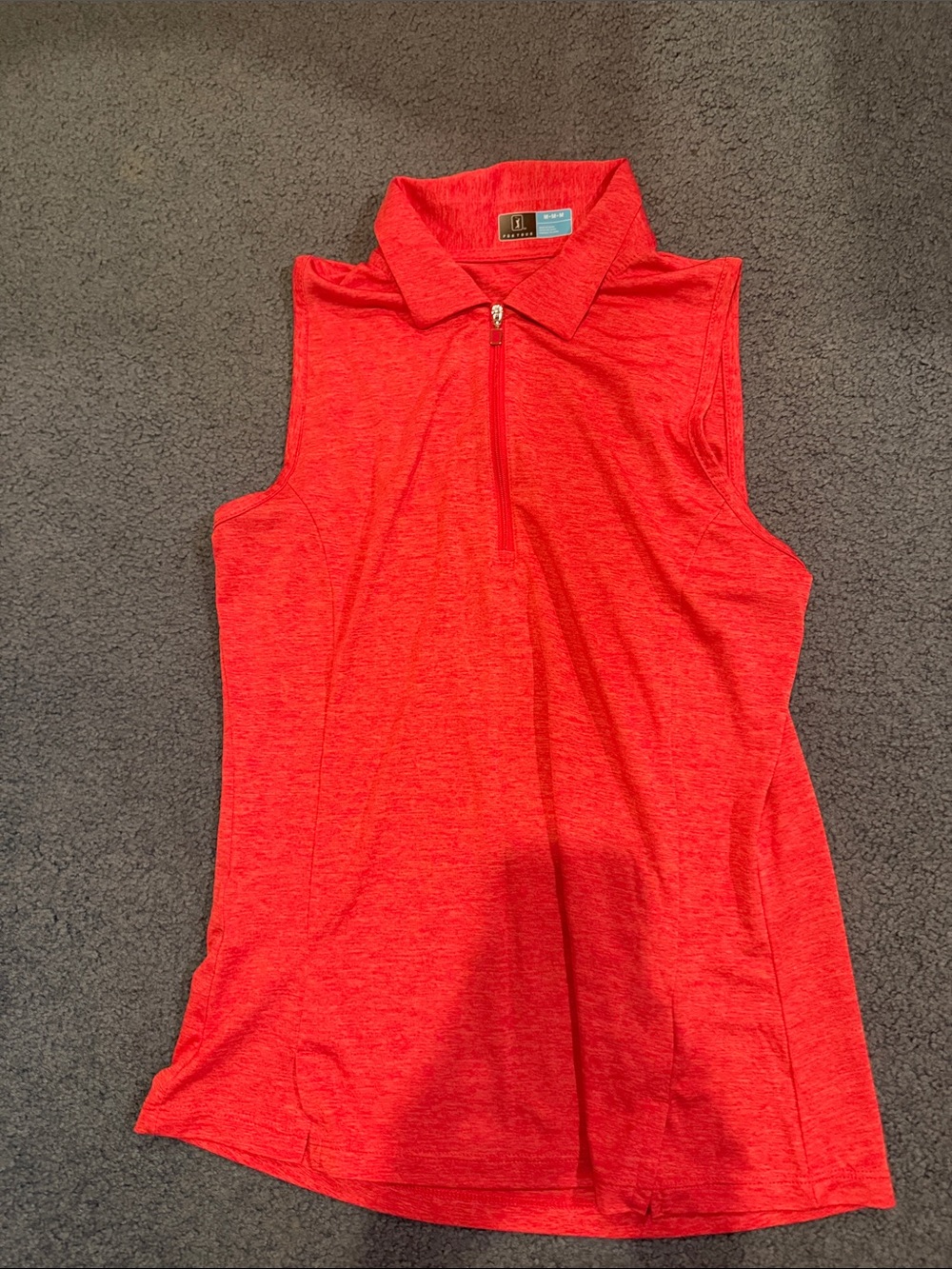 PGA Tour Sleeveless Zip Polo - Heather Red